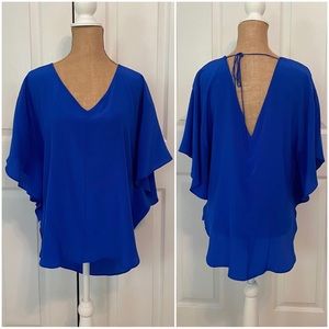 NWT Amanda Uprichard Silk Butterfly Top Royal Blue L